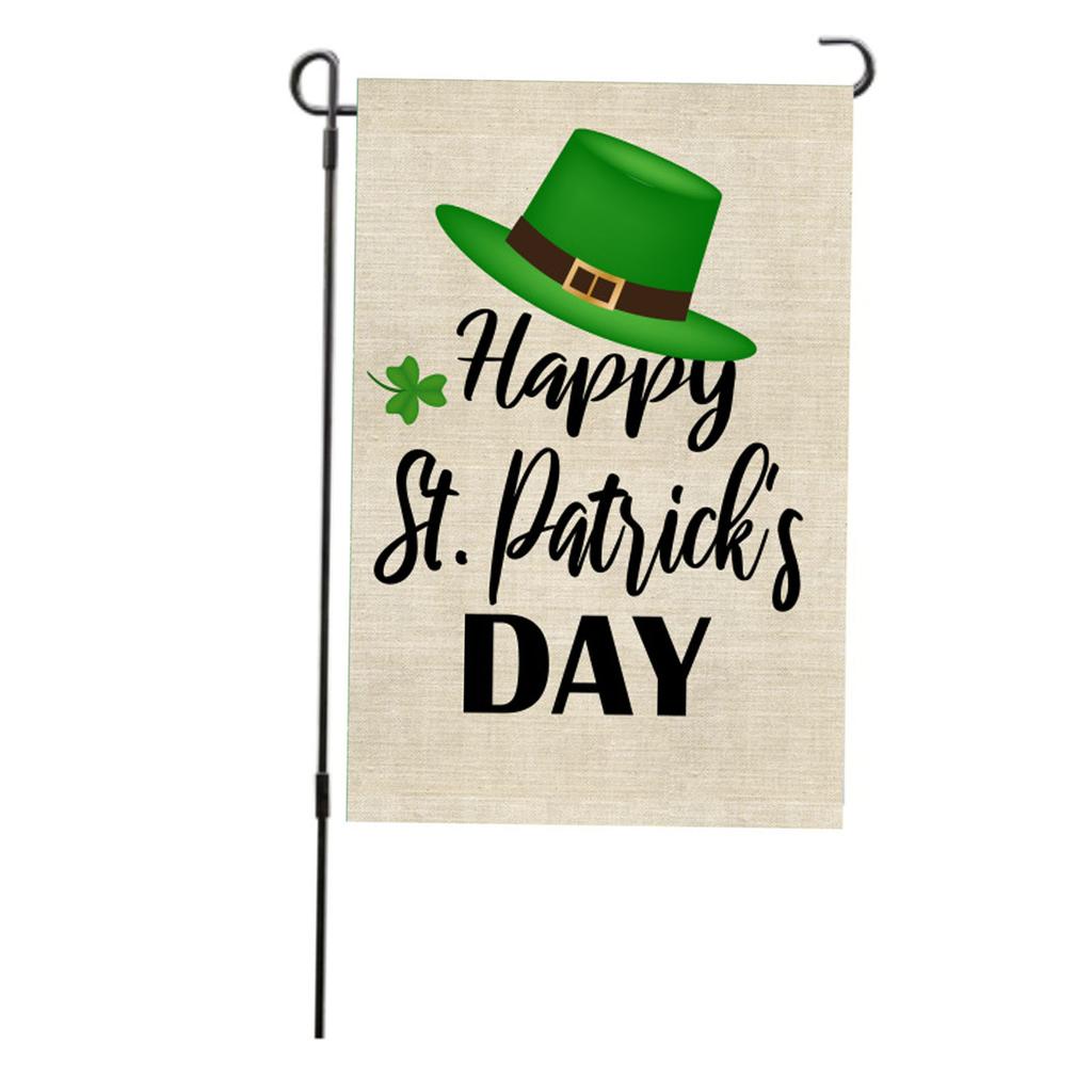 St Patricks Day Flag Double Sided Decorative Fade Resistant Garden Leaf Flag for Lawn Courtyard Part