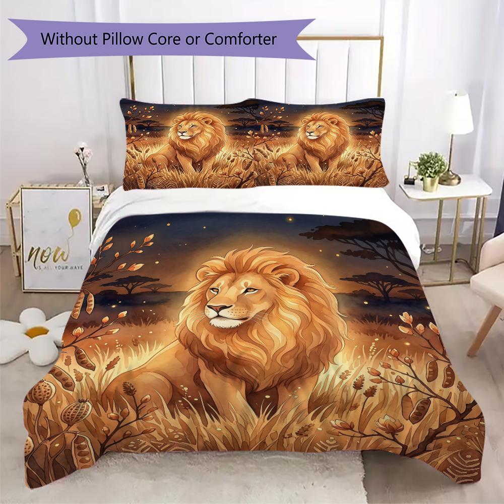 Four Cute Beasts Pattern Bedding Uilt Set Uilt Cover Pillowcase Home Decoration Birthday Gift (1 * Duvet Cover + 2 * Pillowcase Without Core)