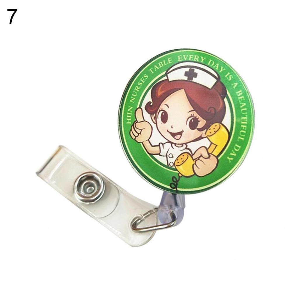Cartoon Nurse Doctor Retractable Reel ID Badge Label Name Card Tag Clip