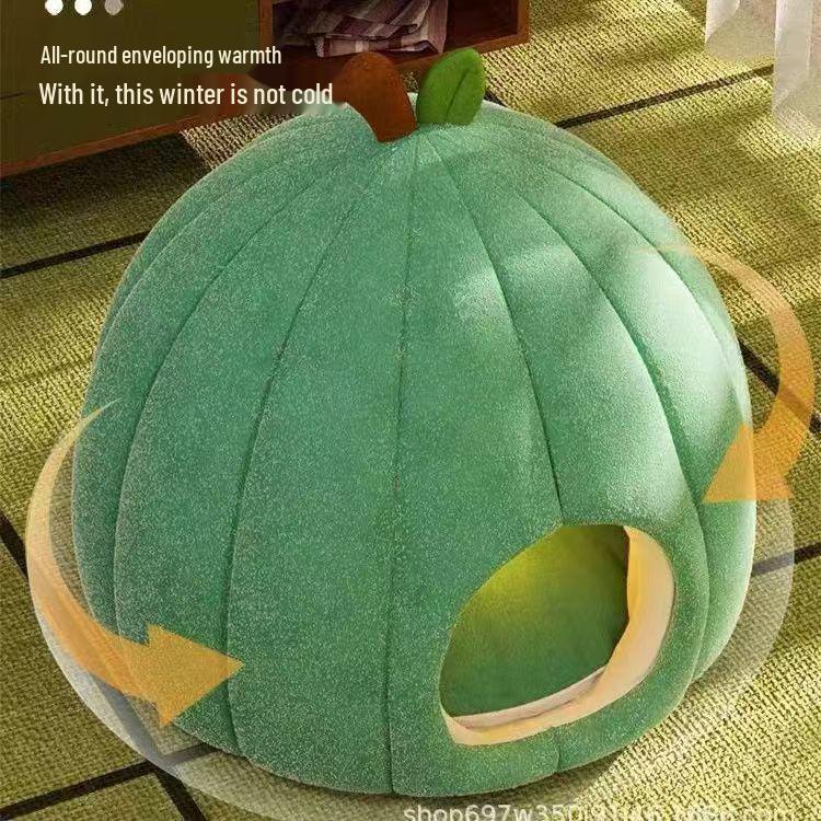 Warm Winter Cat & Small Dog Enclosed Bed - Durable, Insulated, Cold-Resistant Nest