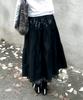 Awoseiawo Ours Check Color Block Shirred Long Skirt Black