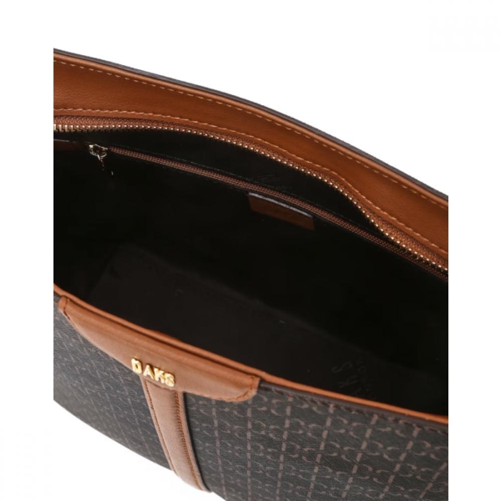 Daks Brown Dd Logo Leather Shoulder Bag Dcba6f861w3