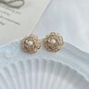 Camellia Xiaoxiang stud earrings women's summer new trendy niche design pearl earrings flower temperament retro earrings