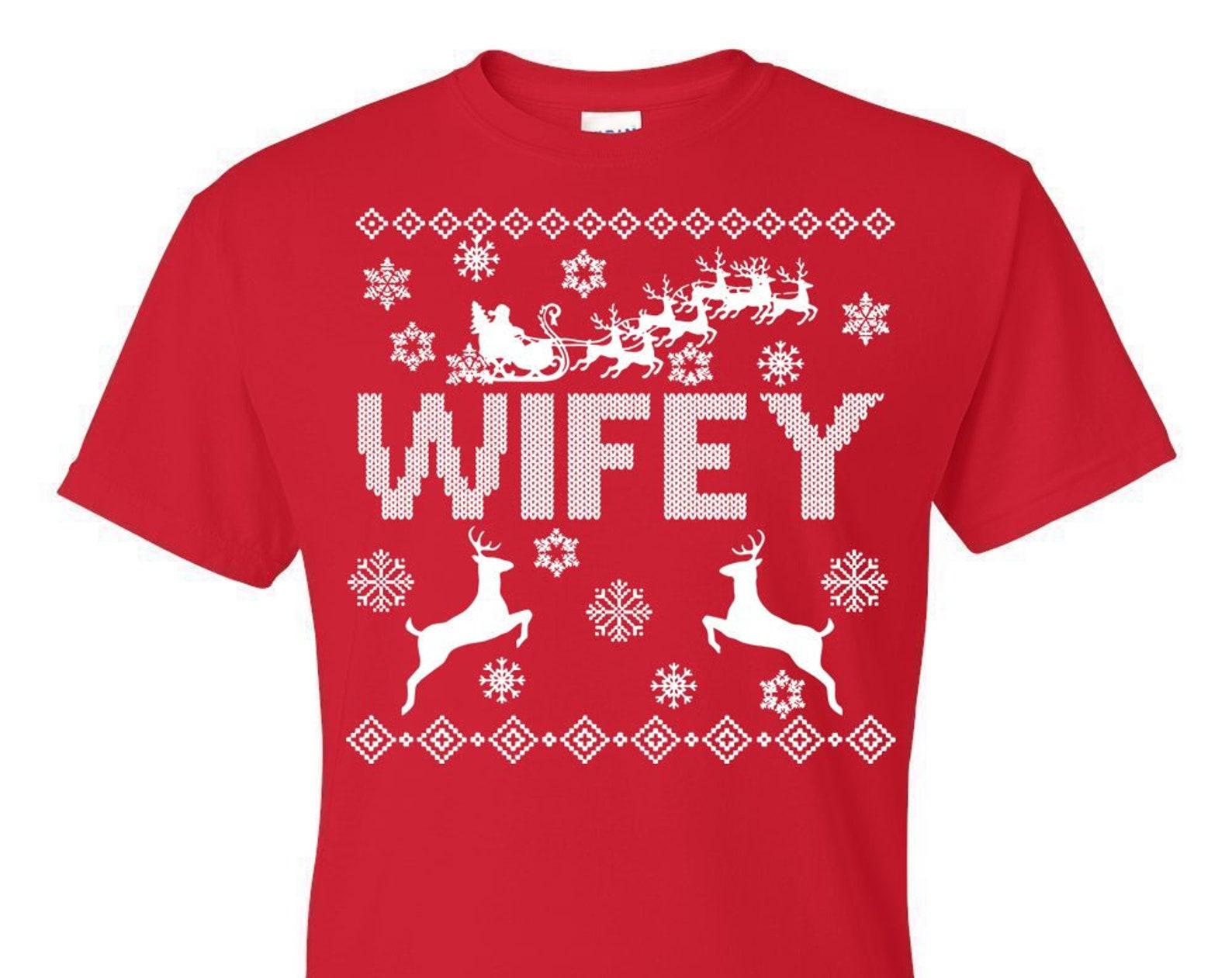 Ugly Christmas T-Shirt Hubby/Wifey Tee Shirt L