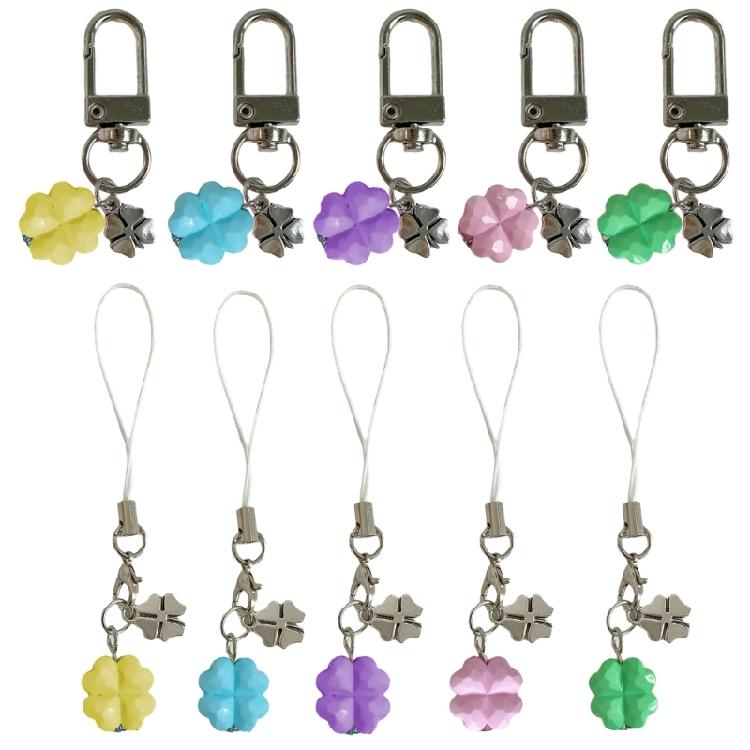 Trendy Clovers Pendant Green Resin Keychain For Phone Bag Luck Symbol Accessory Trendy Clovers Pendant Decors