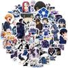 50 Pieces of Blue Prison Stickers Featuring Cartoon Anime Characters: Kazuma Kiyo, Hachiro Fura, and Renya Kunagami