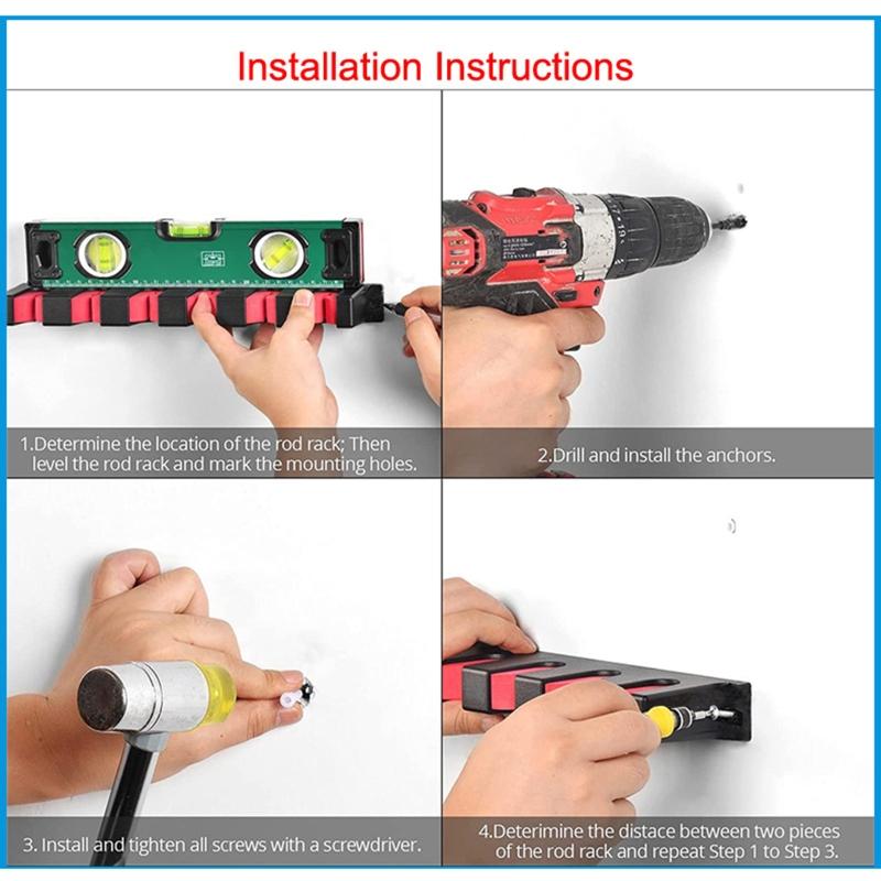 6-Rod Fishing Rod Holders Wall-mounted Horizontal Rod Stand Fishing Accessories