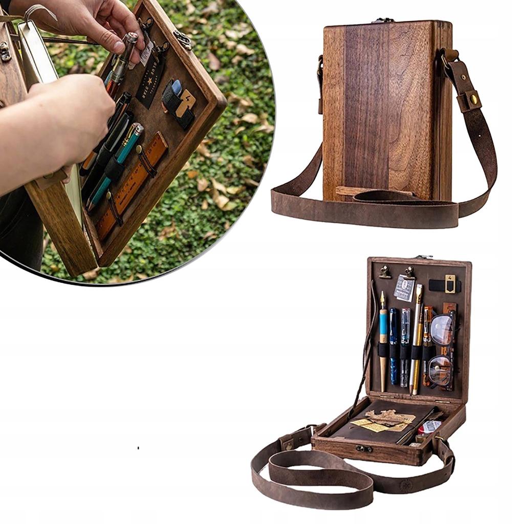 Holz Umhängetasche Retro Box Box Künstler-Schultertasche