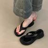 Sweet leopard print high-heeled flip-flops, elegant temperament with skirt, toe, thick bottom, cool slippers.