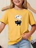 Funny Stretching White Cat Standing On Black Cat Graphic T Shirt Boys Girls Casual Short Sleeve Family Matching Kids Cotton Tee