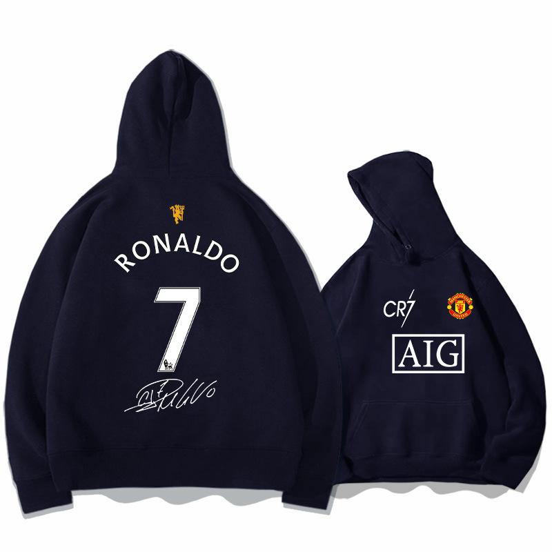 Football Cristiano Ronaldo No. 7 Hooded Sweatshirt, Autumn Youth Trendy Loose Football Training Hoodie Jacket
