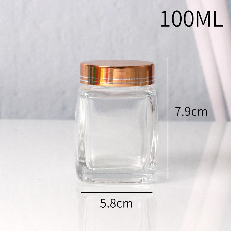 Square Wide-Mouth Transparent Glass Jar for Honey, Jam, Pickles, Chili, or Beef Sauce