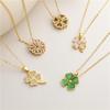 18K Gold Zirconia Four-Leaf Clover Luxury Necklace with Diamonds