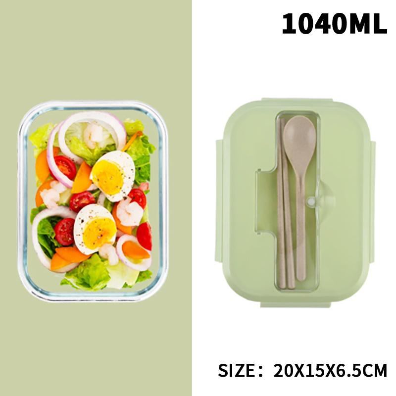3/2/1-Compartment Heat-Resistant Glass Lunch Box With Cutlery Spill-Proof Office Airtight Lunch Box Bento Box Microwaveable