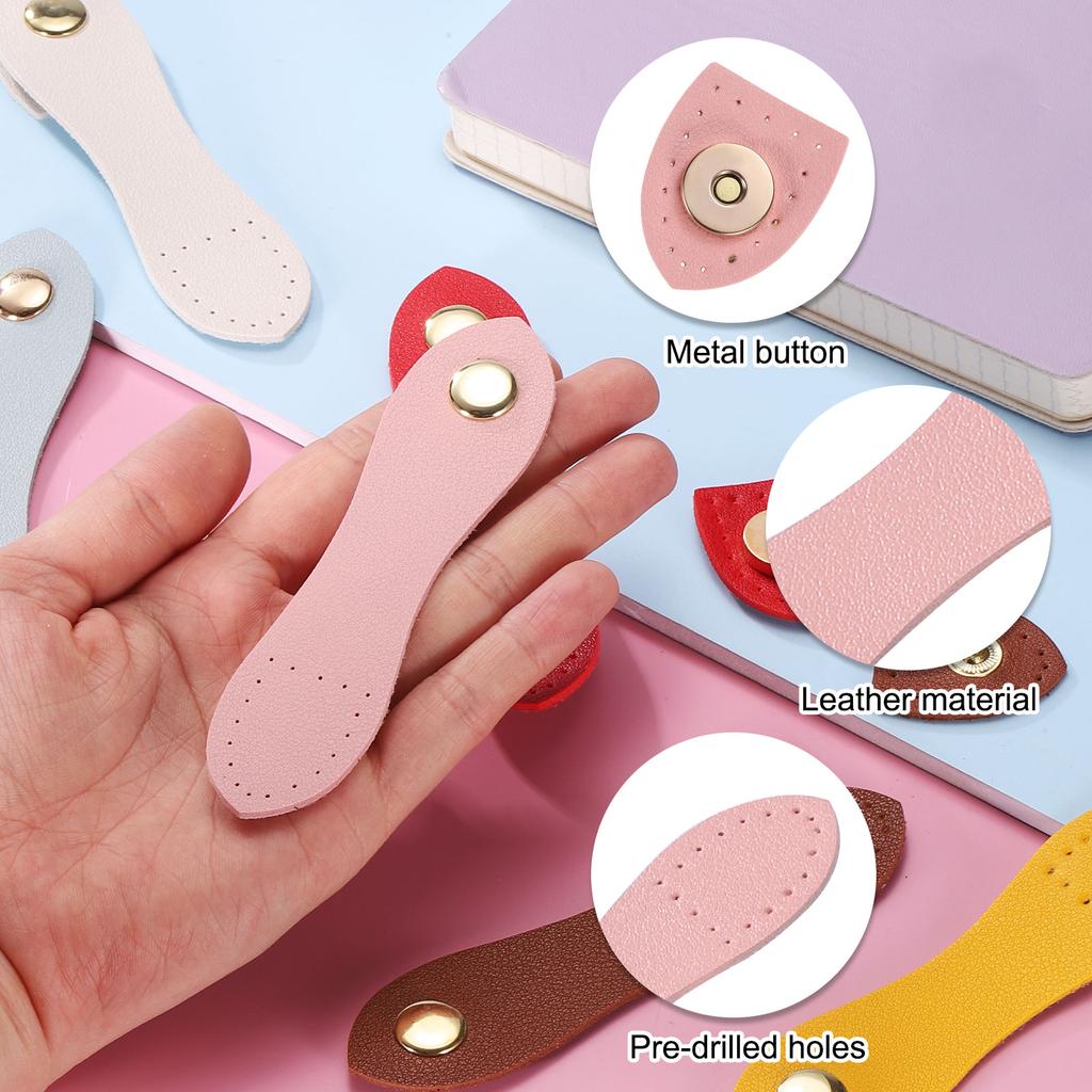 6pcs Leather Snap Buckles Sew On Toggle Closure Buckle Snap Buttons Tab Buckle Fasteners Buttons Replacement for Craft Sewing