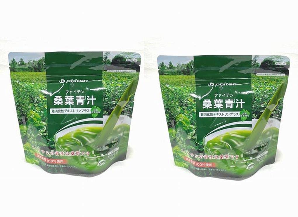Phiten Mulberry Leaf Green Juice with Indigestible Dextrin Plus, 230g x 1 bag x 2 cases