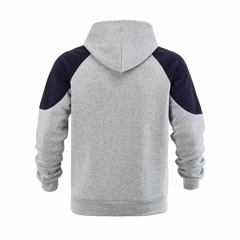 Men's Color Block Raglan Hoodie, Contrast Spliced Textured Long Sleeve Drawstring Pullover Hooded Sweatshirt with Kangaroo Pocket