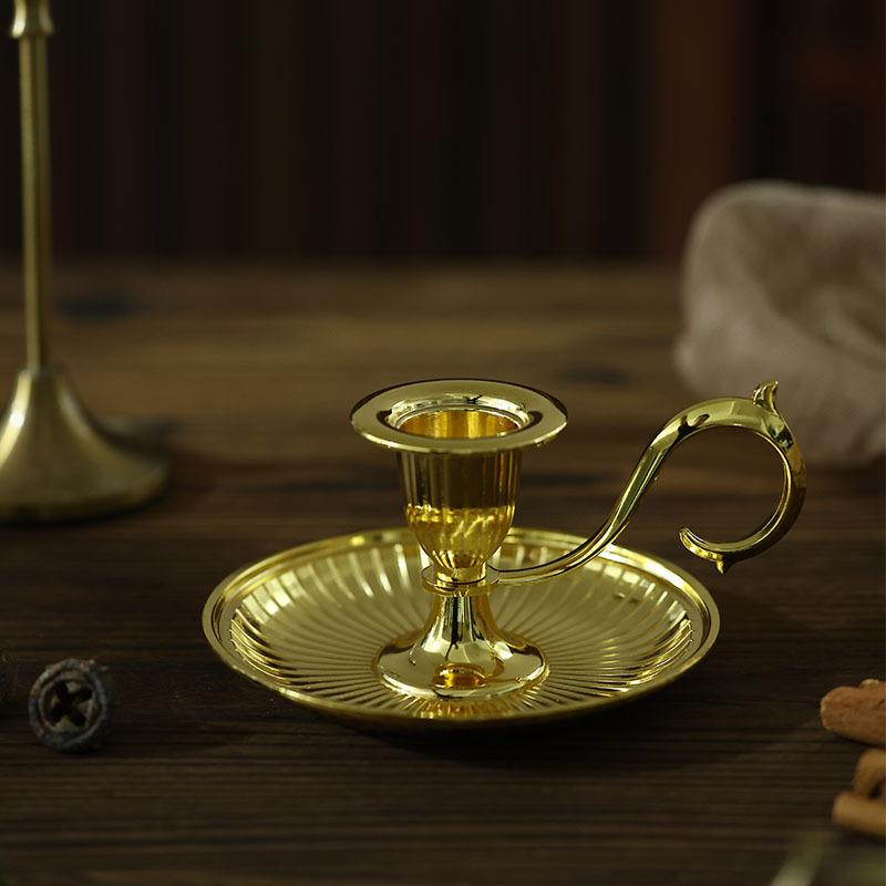 Vintage Metal Candle Holder Plate Set, Romantic Table Decor for Candlelight Dinner, Christmas Party Centerpiece, Home Accent