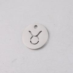 B4838 12mm Zodiac Style Charm 14k Gold Plated Stainless Steel Charm logo Custom Pendant for Jewelry Diy