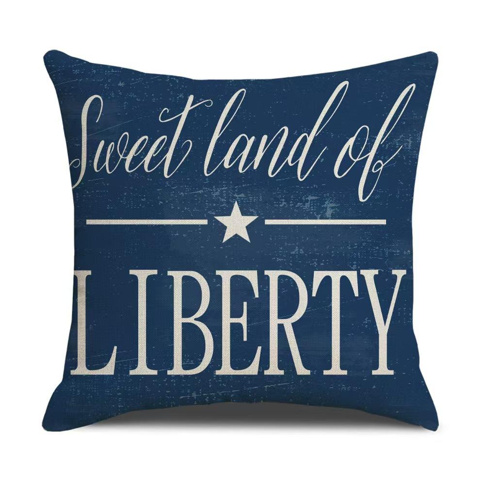 

Independence Day Pillowcase Linen Printed Letters Flowers Pillowcase Home Lazy Sofa Pillowcase 45*45cm