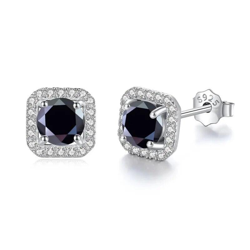 Bague Ringen S925 Sterling Silver Fashion Square Silver Needle Earrings Temperament Set 1ct D Moissente Celebrity Earrings
