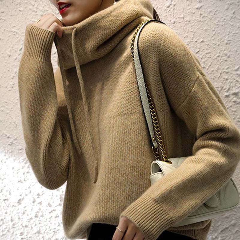 Sweater for Women Autumn Winter Thickened Warm Knitted Stretchy Long Sleeve Pullover Tops