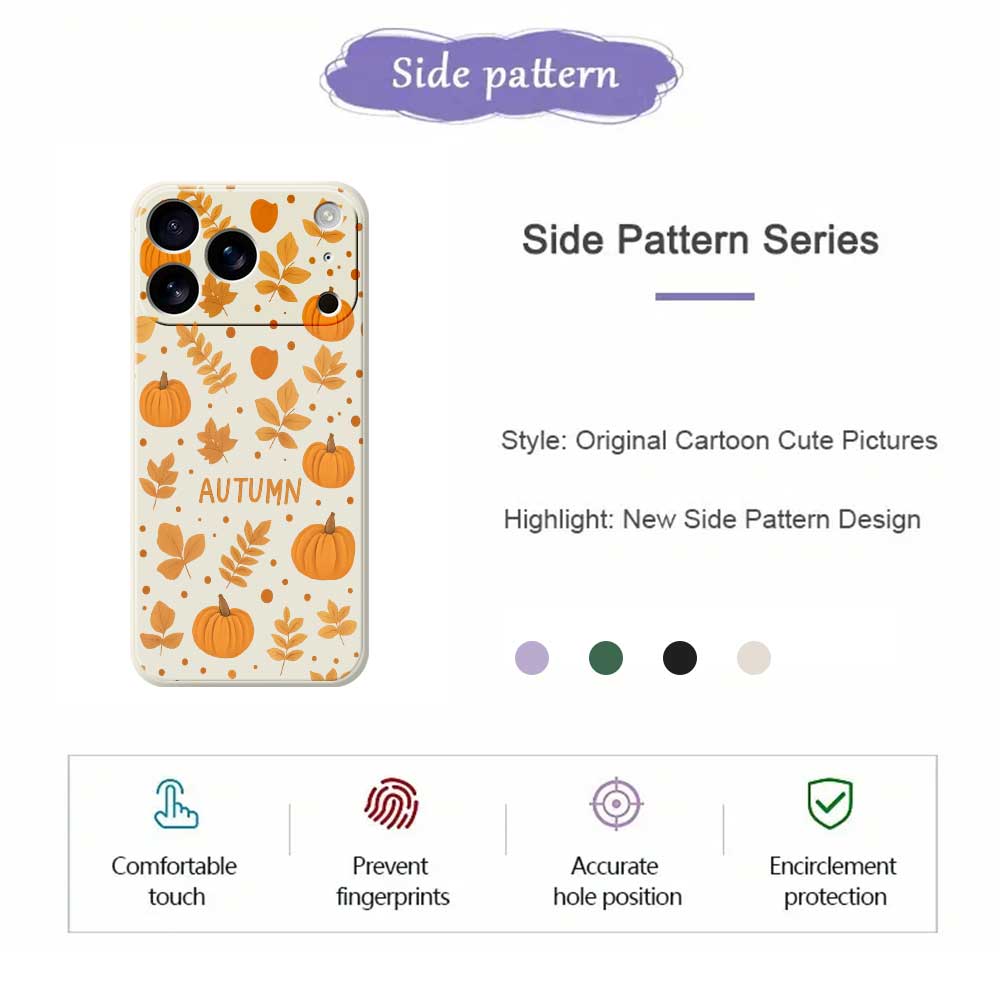 For iPhone 17 Pro Case Autumn Theme Pattern Printing Straight Edge TPU Phone Back Cover