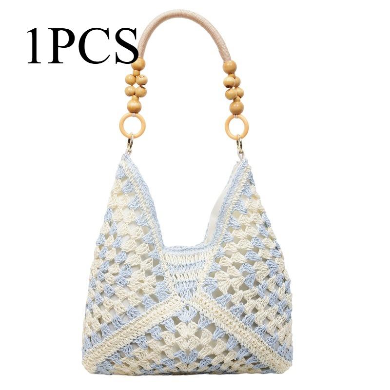 

1pcs Straw Bohemian Style Shoulder Beach Bag Women s Handbag Handwoven Suitable for Travel Shopping Beach Use
