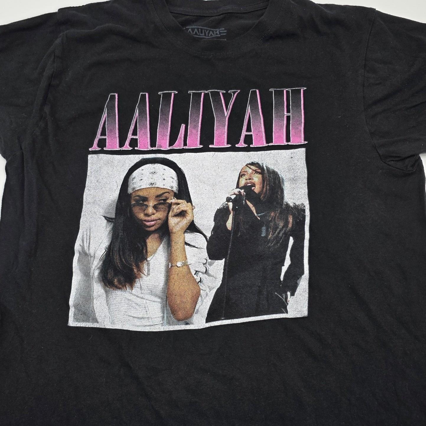 Streetwear Aaliyah Graphic T-Shirt Mens Medium Black Short Sleeve Cotton Tee Unisex T-Shirt M