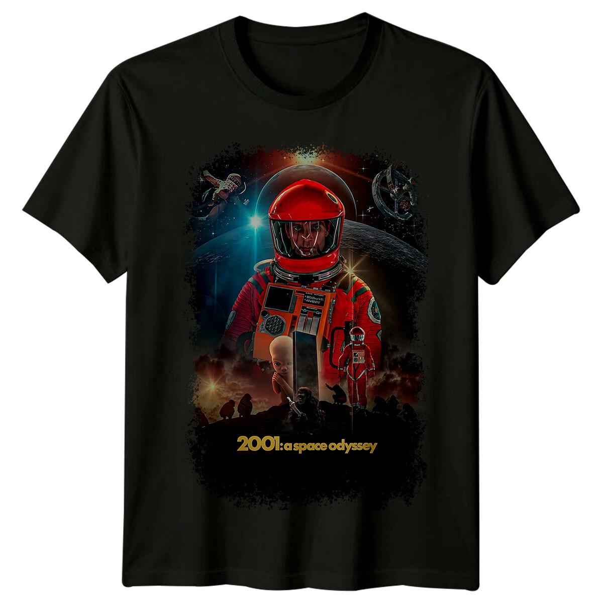 2001- A Space Odyssey (1968) Movie Poster Inspired 100% Cotton T-shirt Mens Tees Top Retro Classic Tee XL