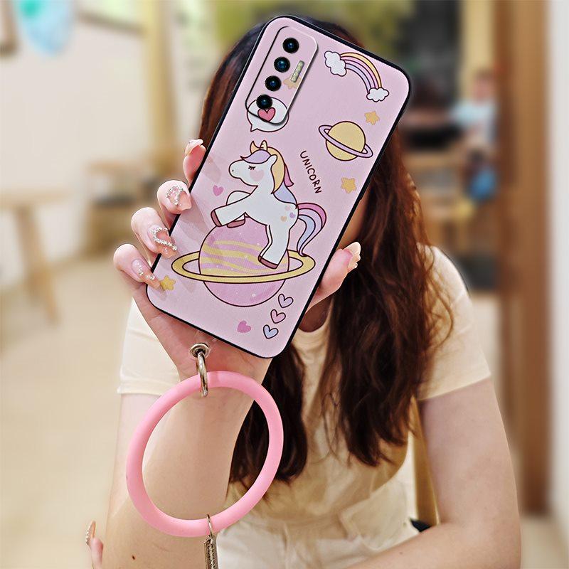 

Anti-knock Youth Phone Case For Tecno Camon17P Personality Cute Bracelet heat dissipation Back Cover Solid Color Cartoon Tecno Camon17P