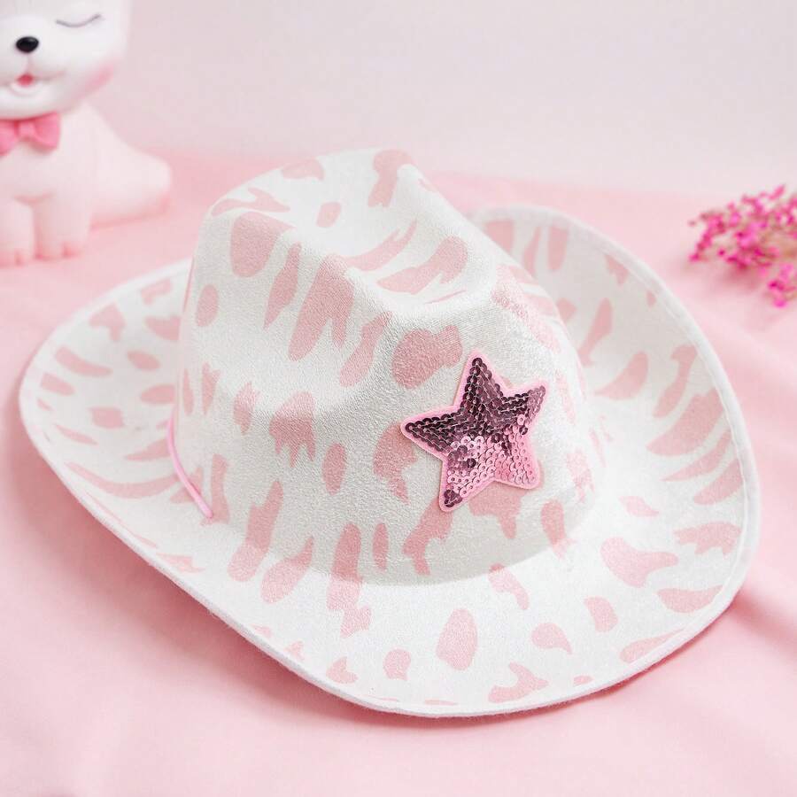 Pink Felt Cowboy Hat With Rhinestone Trim For Women Summer Wide Brim Western Fedora