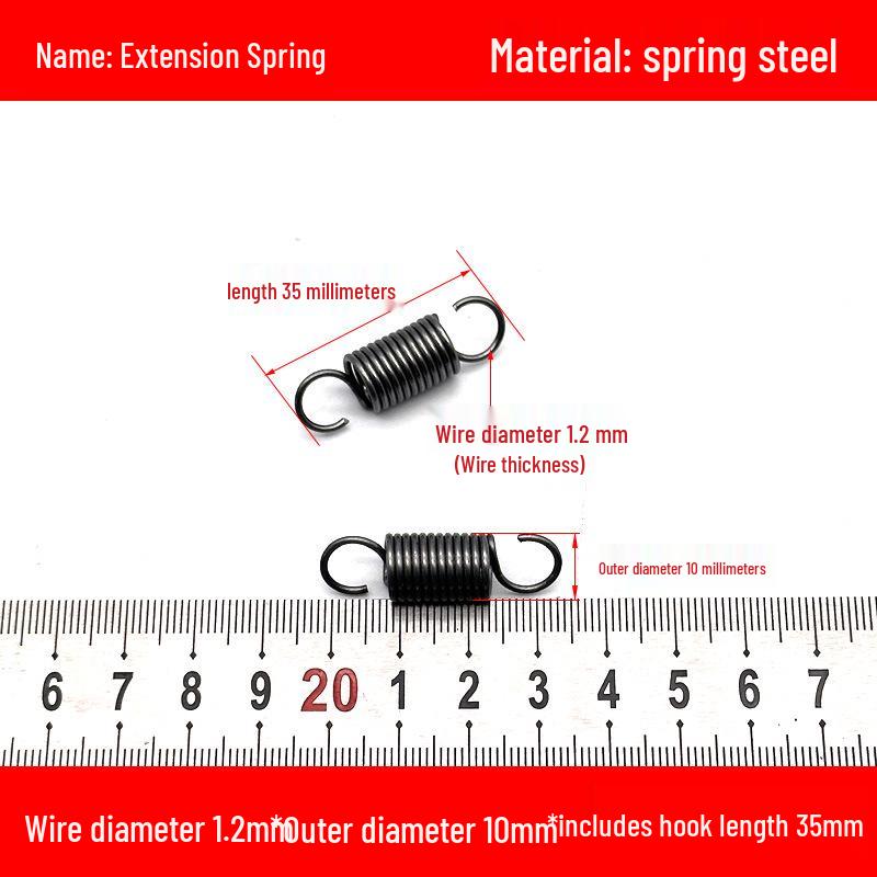 1.2mm Wire Extension Spring with Hook - Soft Tensile Force Spring Accessory