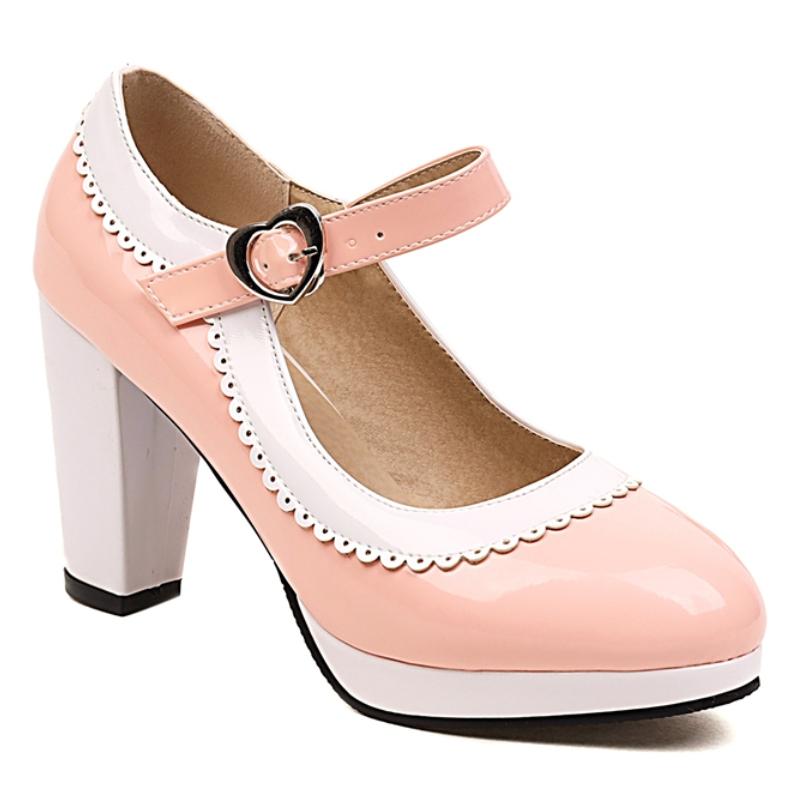 Элегантные женские туфли Мэри Джейн на высоком каблуке с ремешком модные в стиле пэчворк черные синие красные каблук праздничные свадебные туфли женские туфли-лодочки для платья 35 розовый 4690₽