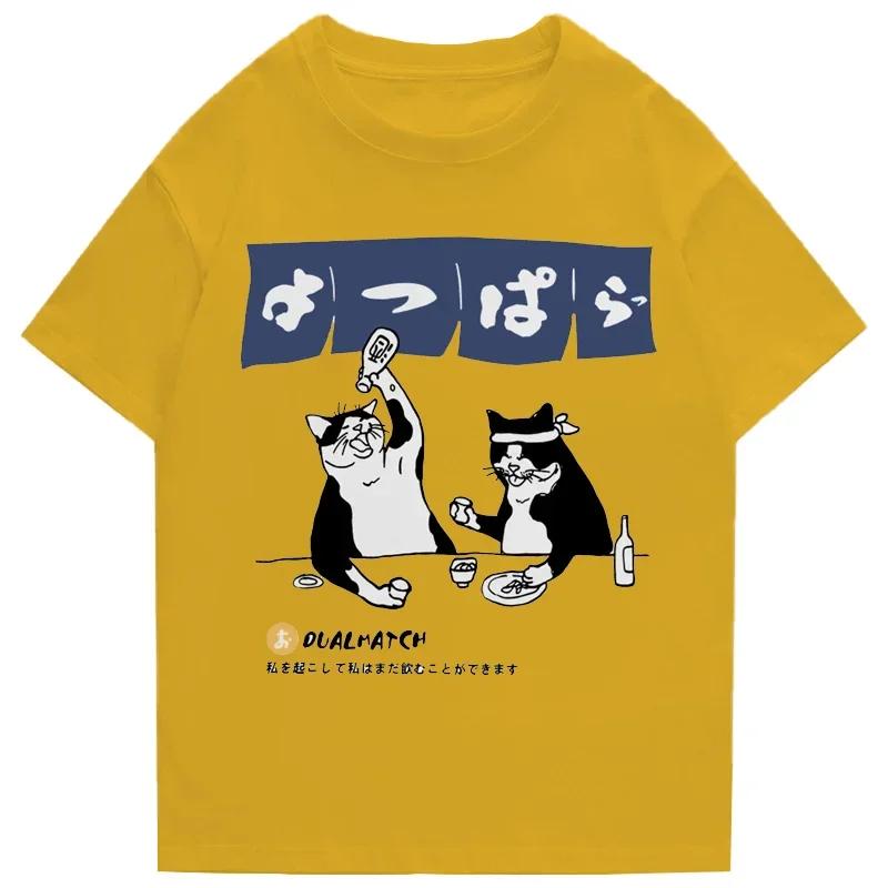Summer High Quality Men's Cotton T-shirt Street Fashion Harajuku Style T-shirt Japanese Cartoon Pattern Short Sleeve Top