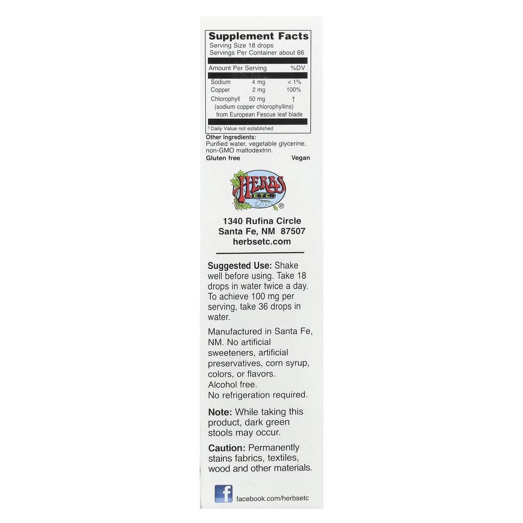 Herbs Etc., ChlorOxygen®, Chlorophyllkonzentrat, Alkoholfrei, 1 fl oz (30 ml)