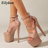 Mode Eilyken Sommer Stil Sexy Lackleder Damen Sandalen Hohe Absätze Plateau Offene Zehenpartie Schnallenriemen Party Laufsteg Schuhe