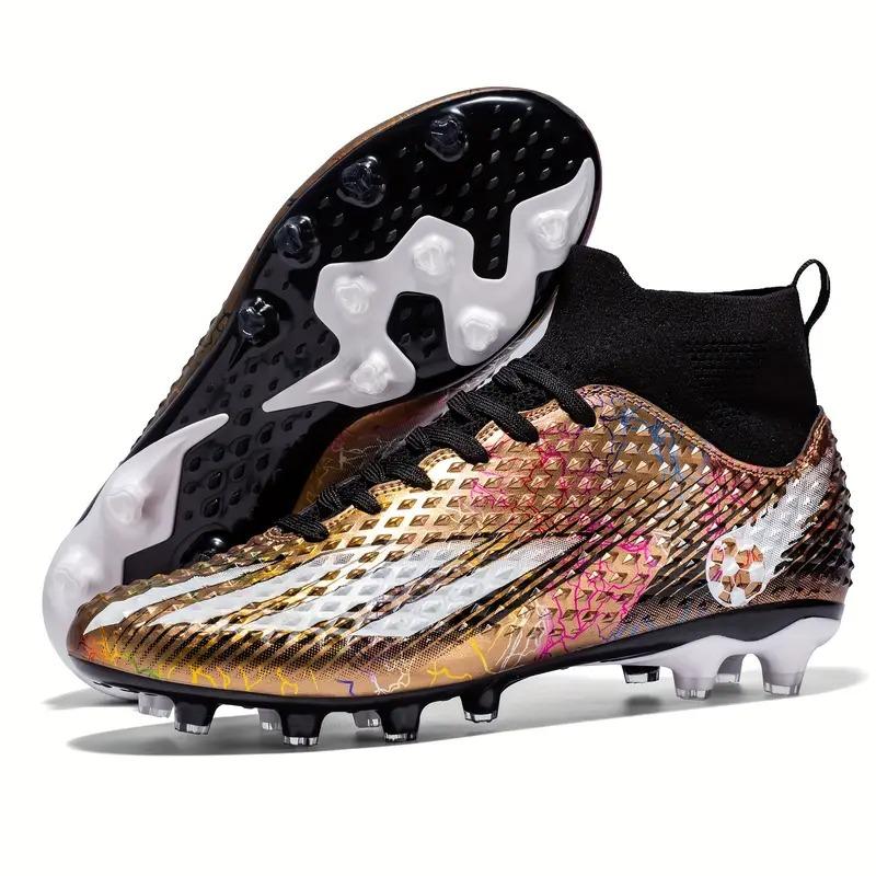 

Мужские высокие нескользящие футбольные бутсы с шипами, профессиональные удобные дышащие футбольные бутсы и обувь для улицы для тренировок и соревнований 46 золотой