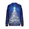 Ladies' Christmas Printed Bow Round Neck Long Sleeved Loose Pullover Sweater Sweatshirt Top