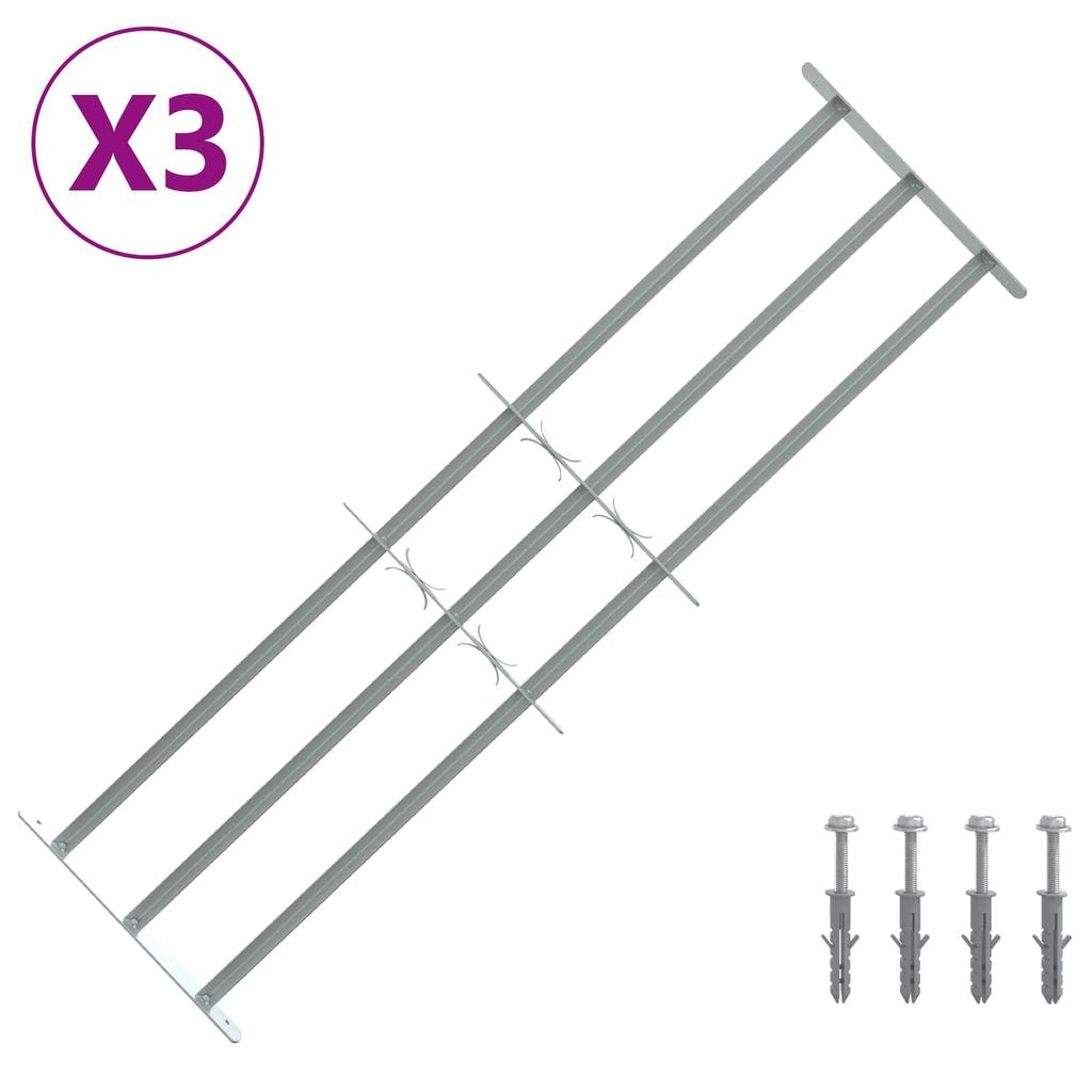 Window Security Grille with 3 Horizontal Bars 3 pcs