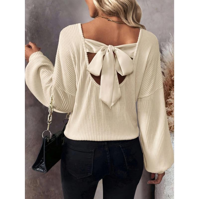 Fashion V-neck Autumn and Winter Long Sleeve Women T-shirts Casual Elegant Office Knitted Sweaters Top Solid Color Loose Streetwear Clothing