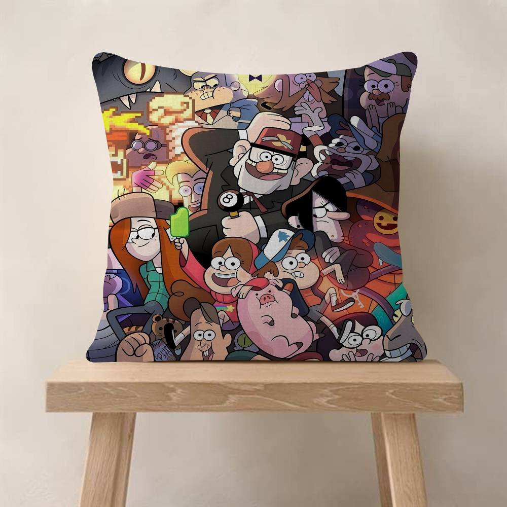 Klassieke Gravity Falls Film Film Kussensloop Cartoon Cadeau Kussenhoes Slaapkamer Huis Bank Stoel Zit Decor Kussensloop Peach skin 18*18(CM)-1Pcs