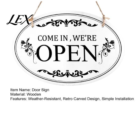 Open Closed Sign for Business Wooden Sign, Double-Sided Hanging Door with Vintage Outdoor Hours Frame, Waterproof Storefront Indicator, Retro
