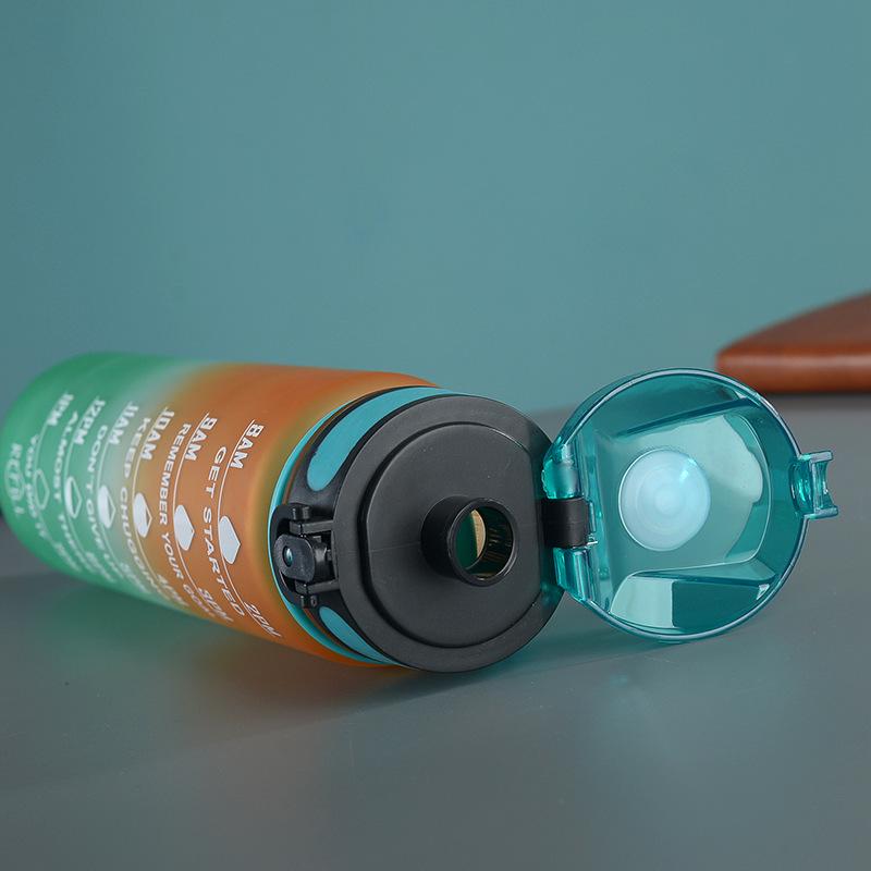 Gradient Color Ribbon Tea Infuser Space Cup with Pop-Up Lid - Large Capacity, Portable, Outdoor Fitness Sports Cup