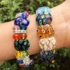 Women's Trendy Colorful Thousand Flower Bracelet Watch with Diamond Inlays