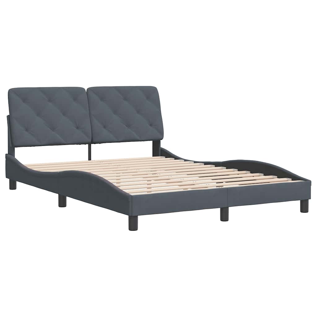 Bed Frame without Mattress Dark Grey 140 x 200 cm Velvet