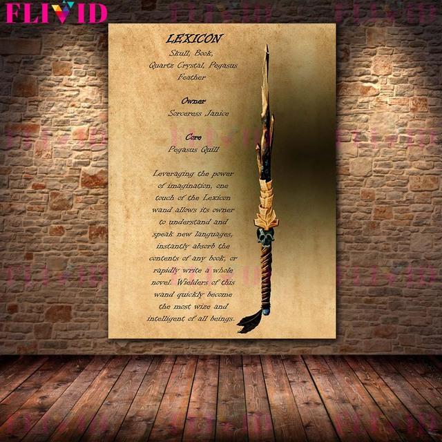 Zauberstab-Wissenskarte, Ölgemälde, Quelle der Magie, abstrakte Kunstplakate und gedruckte Zauberdekoration
