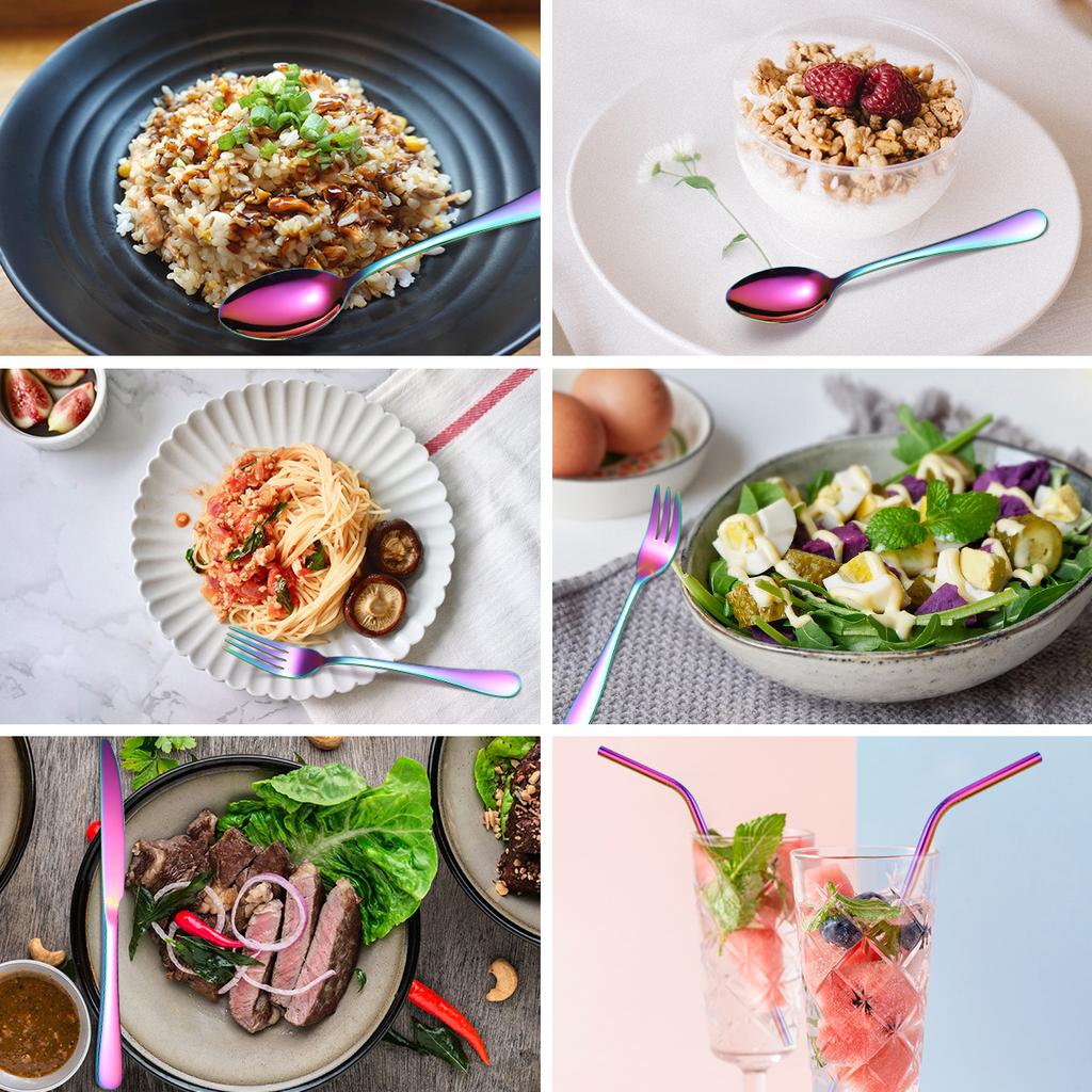 Stainless Steel Tableware Set  Home Creative Gold Western Style Steak Knife Fork Spoon Coffee Spoon 5-piece Set YSH