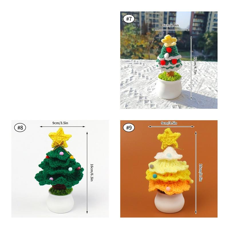 Christmas Tree Yarn Potted Plant Woven Crochet Finished Hand Ornaments Xmas Desktop Decoration Navidad New Year Christmas Gifts