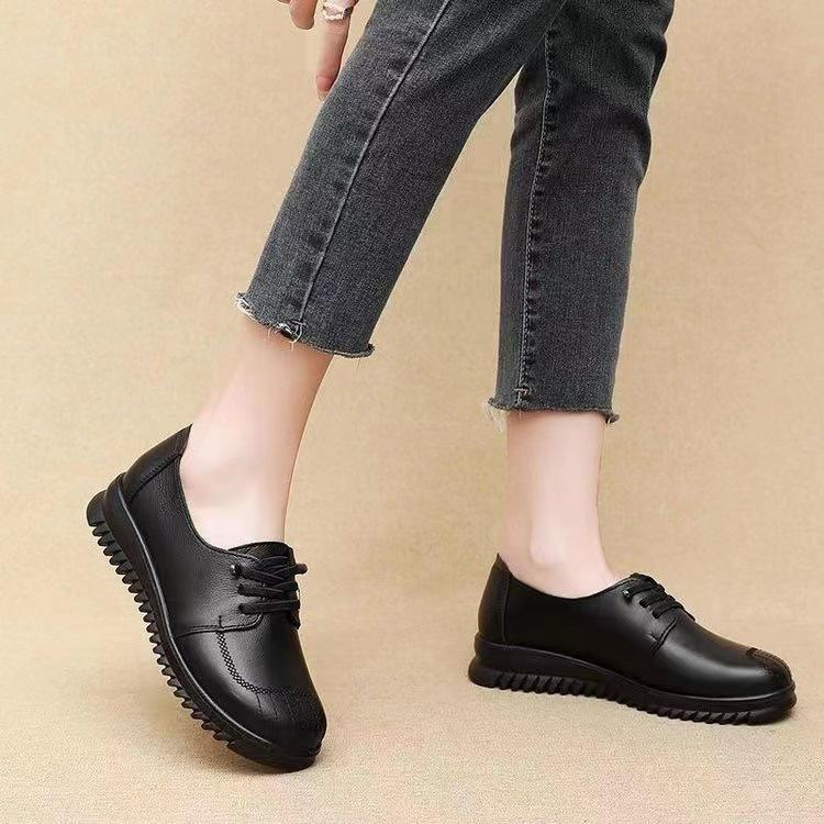 Pantofi de damă din piele naturală moale - Pantofi comozi antiderapanți pentru mame de vârstă mijlocie și în vârstă, primăvară și toamnă